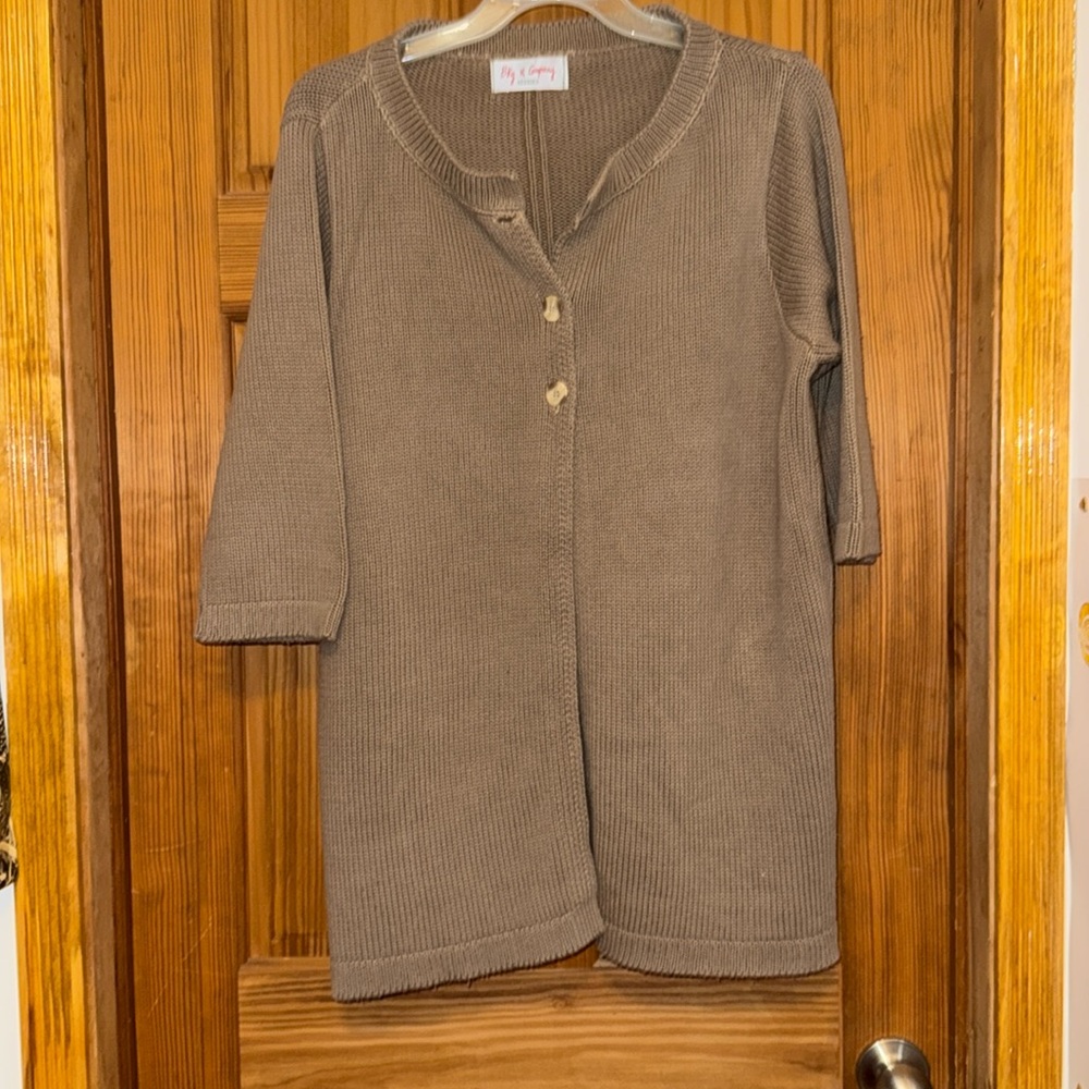 Bkg & Company Cardigan Sweater 2 button 3/4 sleeves USA made LARGE